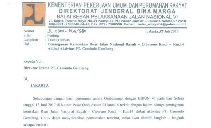 Kerusakan Jalan Nasional Lebak