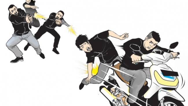 begal berpistol di dor polisi